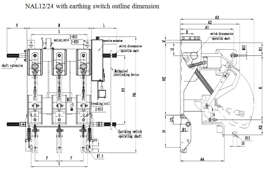 nal 12/24 with earthing switch outline dimension